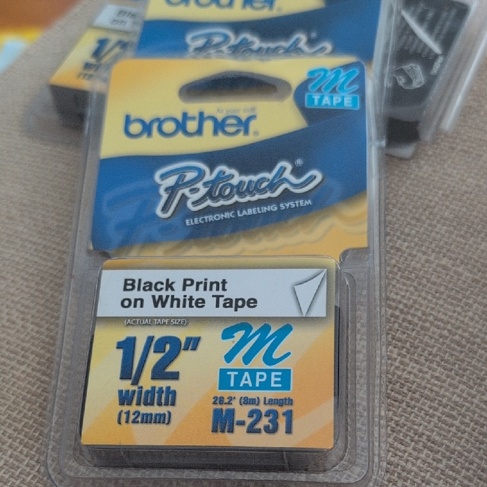 Brother P-touch M Tape Black on White
